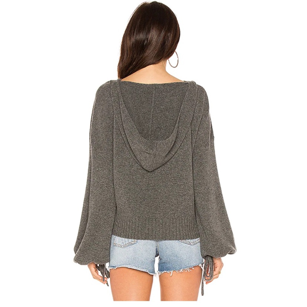 VINCE scrunch sleeve crop hoodie sweater - Picture 2 of 7